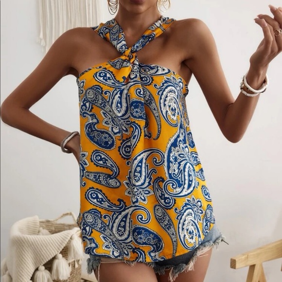 Boho Floral Paisley Print Tank Top Blouse - Picture 12 of 12